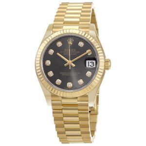 Replica--Datejust 31 Automatic 18kt Yellow Gold Diamond Grey Dial Ladies Watch 278278RDP