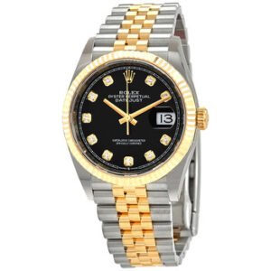 Replica--Datejust 36 Black Diamond Dial Men's Stainless Steel and 18kt Yellow Gold Jubilee Watch 126233BKDJ