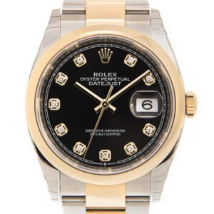 Replica--Datejust 36 Black Diamond Dial Men's Steel and 18k Yellow Gold Jubilee Watch 126203BKDO