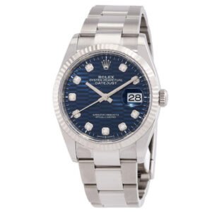 Replica--Datejust 36 Bright Blue Fluted-Motif Diamond Dial Automatic Men's Oyster Watch M126234-0058