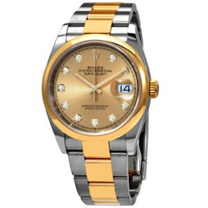 Replica--Datejust 36 Champagne Diamond Dial Men's Steel and 18k Yellow Gold Oyster Watch 126203CDO