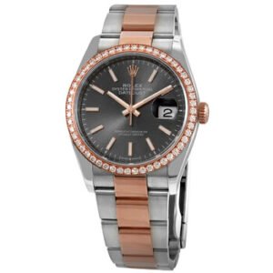 Replica--Datejust 36 Dark Rhodium Dial Men's Steel and 18k Everose Gold Oyster Watch 126281RSO