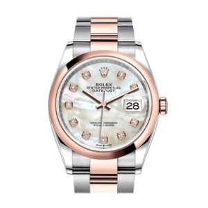 Replica--Datejust 36 Mother of Pearl Diamond Dial Men's Steel and 18K Everose Gold Oyster Watch 126201MDO