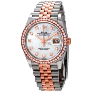 Replica--Datejust 36 Mother of Pearl Diamond Dial Steel and 18k Everose Gold Jubilee Watch 126281MDO