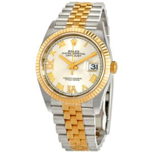 Replica--Datejust 36 Silver Diamond Dial Men's Stainless Steel and 18kt Yellow Gold Rolex Jubilee Watch 126233SRDJ