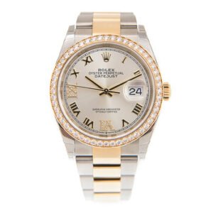 Replica--Datejust 36 Silver Diamond Dial Men's Steel and 18kt Yellow Gold Oyster Watch 126283SRDO