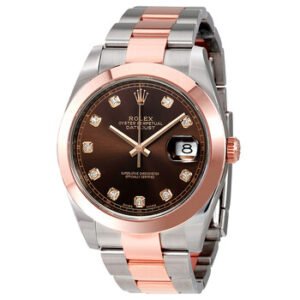 Replica--Datejust 41 Chocolate Diamond Dial Steel and 18K Rose Gold Men's Watch 126301CHDO