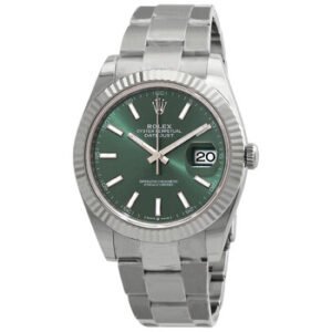 Replica--Datejust 41 Mint Green Dial Automatic Men's Steel and White Gold Oyster Watch M126334-0027