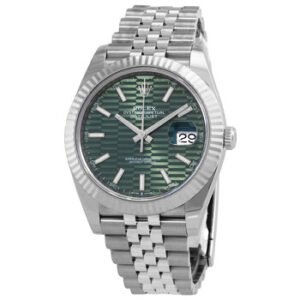 Replica--Datejust 41 Mint Green Fluted Dial Automatic Men's Steel and White Gold Jubilee Watch M126334-0030