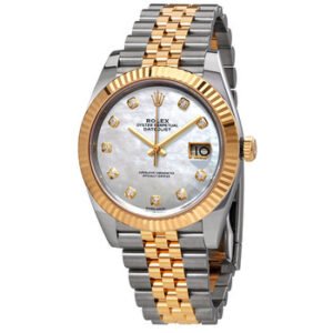 Replica--Datejust 41 White Mother of Pearl Dial Automatic Men's Steel and 18K Yellow Gold Jubilee Watch 126333MDJ