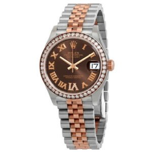 Replica--Datejust Chocolate Roman Dial Automatic Ladies Steel and Everose Gold Jubilee Watch 278381CHRDJ