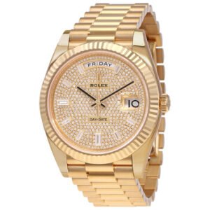 Replica--Day-Date 40 Diamond-Paved Dial Men's 18kt Yellow Gold Rolex President Watch M228238-0054