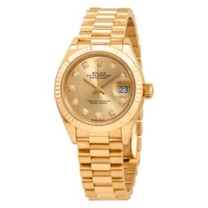 Replica--Lady-Datejust 28 Champagne Dial 18K Yellow Gold President Automatic Ladies Watch 279178CDP