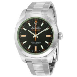 Replica--Milgauss Black Dial Domed Bezel Green Crystal Oyster Bracelet Unisex Watch 116400V