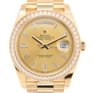 Replica--Oyster Perpetual Day-Date Champagne Diamond Dial 18K Yellow Gold Men's Watch 228348CDP