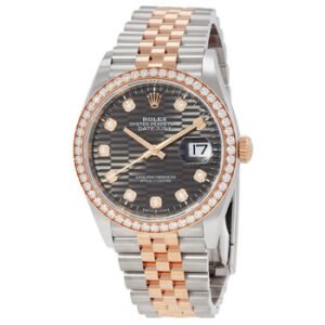 Replica--Datejust 36 Slate Fluted Motif Diamond Dial Automatic Men's Steel and 18kt Everose Gold Jubilee Watch M126281rbr-0029