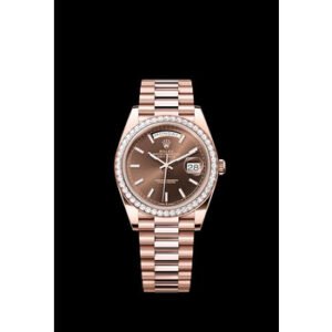 Replica--Day Date Chocolate Diamond-Set Automatic Chronometer Diamond Unisex Watch 228345RBR-0024