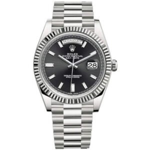 Replica--Day-Date 40 Automatic Black Diamond Dial Men's 18K White Gold President Watch 228239BKDP