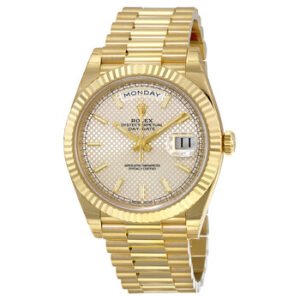 Replica--Day-Date 40 Silver Diagonal Motif Dial 18K Yellow Gold President Automatic Men's Watch 228238SSP