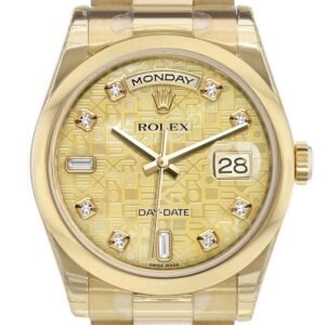 Rolex Day-Date 36 Champagne mother of pearl Jubilee Diamonds Dial President Yellow Gold Watch 118208
