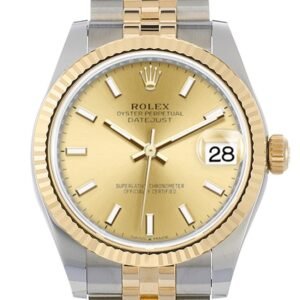 Rolex Datejust 31 Champagne Dial Fluted Bezel 18K Yellow Gold Two Tone Jubilee Watch 278273 NP