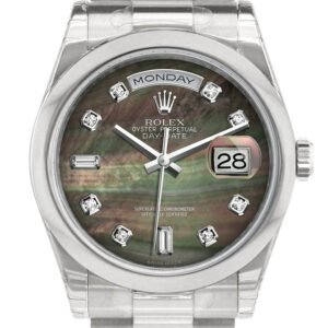 Rolex Day Date 36 Black mother of pearl set with diamonds Dial President Men's Watch 118206