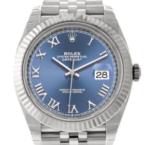 Rolex Datejust 41 Blue Roman Dial White Gold Fluted Bezel Jubilee Mens Watch 126334