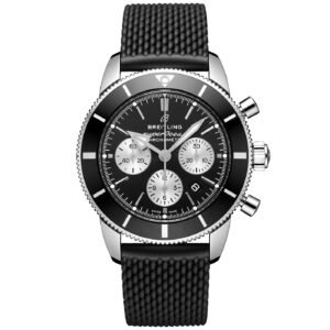 Superocean Heritage II 44mm Black/Silver Dial Rubber Strap Watch