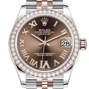 Rolex Datejust 31 Chocolate VI Diamonds Dial Diamond Bezel Rose Gold Two Tone Jubilee Watch 278381RBR 278381