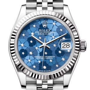 Rolex Datejust 31 Blue Floral Diamond Dial Fluted Bezel Jubilee Ladies Watch 278274 278274-0036