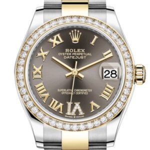 Rolex Datejust 31 Dark Grey VI Diamond Bezel Yellow Gold Two Tone Watch 278383RBR 278383