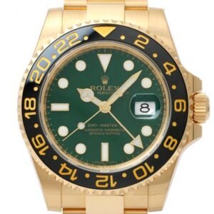 Rolex GMT Master II Green Dial Oyster Bracelet 18kt Yellow Gold Men's Watch 116718