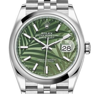 Rolex Datejust 36 Olive Green Palm Motif Dial Jubilee Watch 126200
