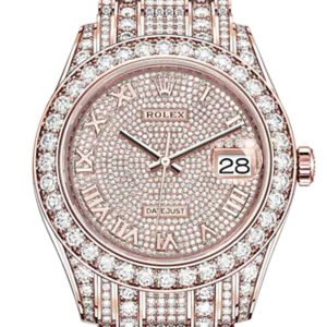 ROLEX Pearlmaster 39 Diamond Pave Dial Pearlmaster Bracelet 18K Rose Gold Watch 86405RBR