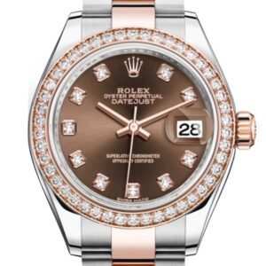 Rolex Datejust 28 Chocolate Diamonds Dial Diamond Bezel Rose Gold Two Tone Watch 279381RBR 279381