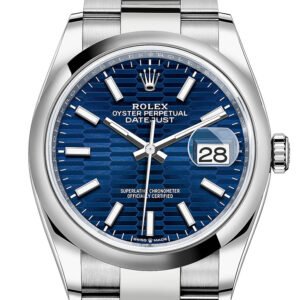 Rolex Datejust 36 Bright Blue Motif Dial fluted Watch 126200
