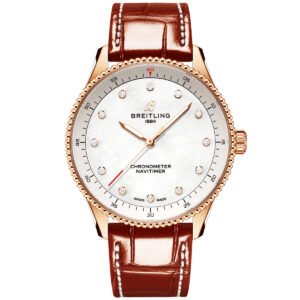 Navitimer 32mm 18ct Red Gold Diamond Dial Ladies Strap Watch