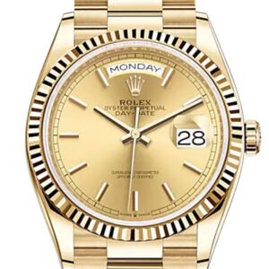 ROLEX Day-Date 36 Champagne Index Dial 18K Yellow Gold Watch 128238