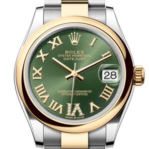 Rolex Datejust 31 Olive Green Roman Diamond on 6 Dial Yellow Gold Steel Ladies Watch 278243 278243-0015