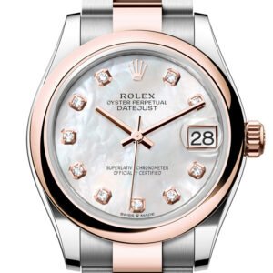 Rolex Datejust 31 White Mother Of Pearl Diamond Dial Rose Gold Steel Ladies Watch 278241 278241-0025