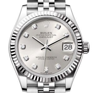 Rolex Datejust 31 Silver Diamond Dial Fluted Bezel Jubilee Ladies Watch 278274 278274-0030