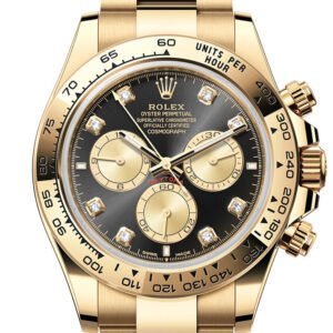 Rolex Daytona 40 Black and Champagne Diamond Dial Yellow Gold Mens Watch 126508