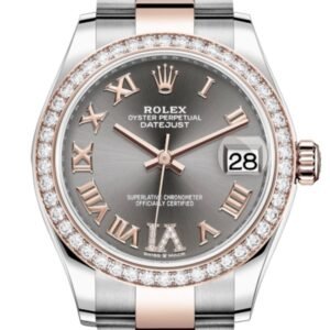Rolex Datejust 31 Rhodium VI Diamonds Dial Diamond Bezel Rose Gold Two Tone Watch 278381RBR 278381
