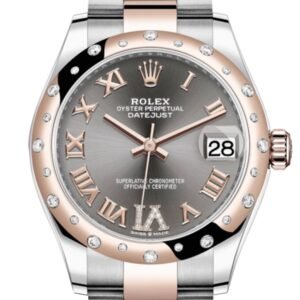 Rolex Datejust 31 Rhodium Large VI diamonds Dial Diamond Bezel Rose Gold Two Tone Watch 278341RBR 278341