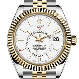 Rolex Sky Dweller White Dial 18K Yellow Gold Bezel Two Tone Jubilee Men's Watch 326933