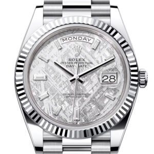 Rolex Day-Date 40 Meteorite Diamonds Dial Fluted Bezel Platinum President Men's Watch 228236 DC