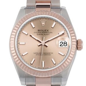 Rolex Datejust 31 Rose Dial Fluted Bezel 18K Everose Gold Two Tone Watch 278271