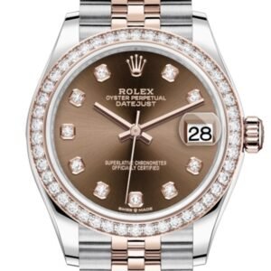 Rolex Datejust 31 Chocolate Diamonds Dial Diamond Bezel Rose Gold Two Tone Jubilee Watch 278381RBR 278381