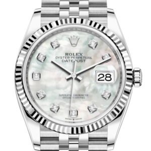 Rolex Datejust 36 White mother-of-pearl Diamond Dial Automatic Jubilee Watch 126234