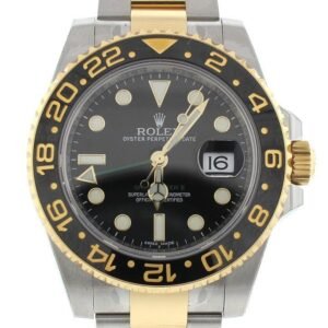ROLEX GMT-Master II Black Dial Steel 18kt Yellow Gold Men's Watch 116713